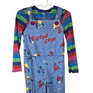 Good Guys Chucky Striped Long Sleeve Overalls Costume Youth L 10/12